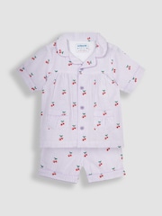 JoJo Maman Bébé Lilac Cherry Woven Pyjamas - Image 2 of 6
