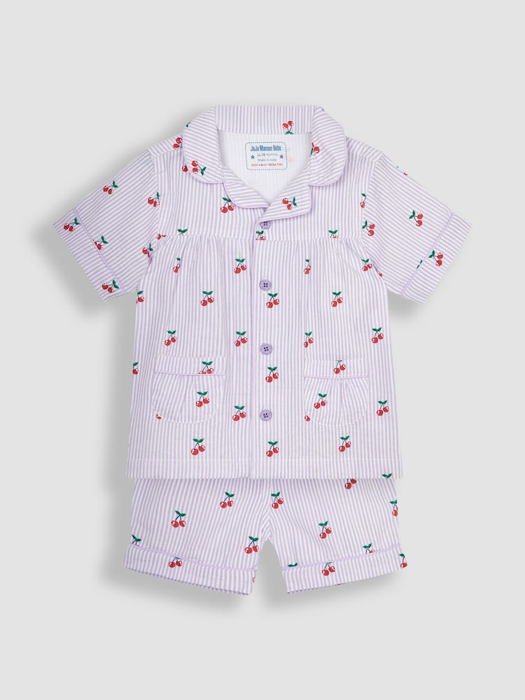 JoJo Maman Bébé Lilac Cherry Woven Pyjamas - Image 2 of 6