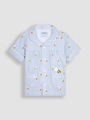 JoJo Maman Bébé Blue Bee Woven Pyjamas - Image 2 of 5