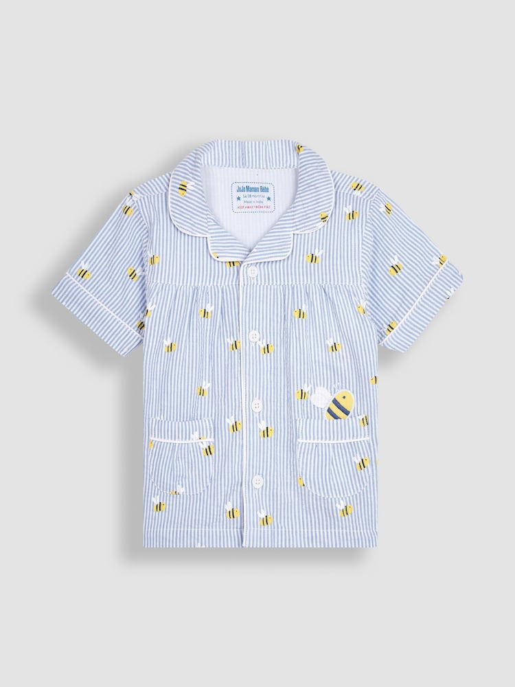 JoJo Maman Bébé Blue Bee Woven Pyjamas - Image 2 of 5