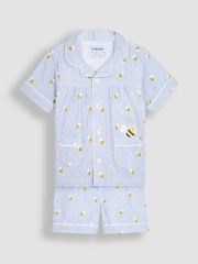 JoJo Maman Bébé Blue Bee Woven Pyjamas - Image 4 of 5