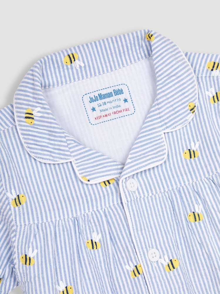 JoJo Maman Bébé Blue Bee Woven Pyjamas - Image 5 of 5
