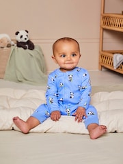 JoJo Maman Bébé Blue Print Zip Sleepsuit - Image 1 of 6