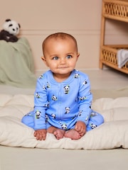 JoJo Maman Bébé Blue Print Zip Sleepsuit - Image 3 of 6