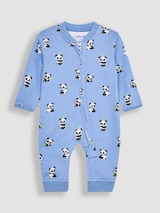 JoJo Maman Bébé Blue Print Zip Sleepsuit - Image 4 of 6