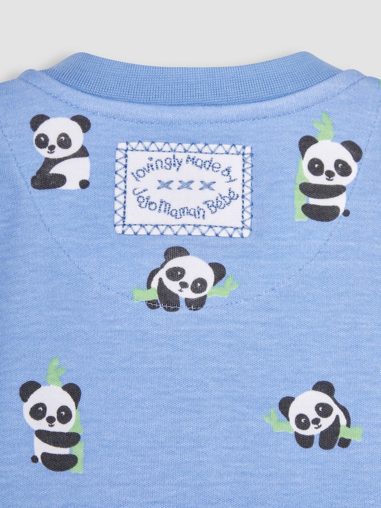 JoJo Maman Bébé Blue Print Zip Sleepsuit - Image 6 of 6