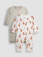 JoJo Maman Bébé Natural Tiger 2-Pack Footless Sleepsuits - Image 1 of 7