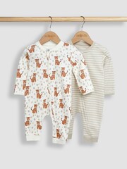 JoJo Maman Bébé Natural Tiger 2-Pack Footless Sleepsuits - Image 2 of 7