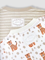 JoJo Maman Bébé Natural Tiger 2-Pack Footless Sleepsuits - Image 7 of 7