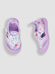 JoJo Maman Bébé Lilac Floral Print Beach & Swim Sandals - Image 3 of 4