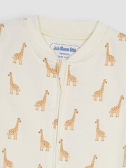 JoJo Maman Bébé Cream Giraffe Printed Rib Footless Sleepsuit - Image 3 of 4
