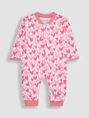 JoJo Maman Bébé Pink Heart 2-Pack Footless Sleepsuits - Image 4 of 5