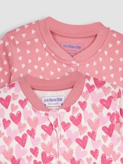 JoJo Maman Bébé Pink Heart 2-Pack Footless Sleepsuits - Image 5 of 5