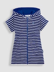 JoJo Maman Bébé Navy Stripe Towelling Zip-Up Poncho - Image 1 of 3