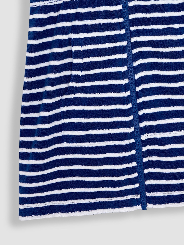 JoJo Maman Bébé Navy Stripe Towelling Zip-Up Poncho - Image 3 of 3