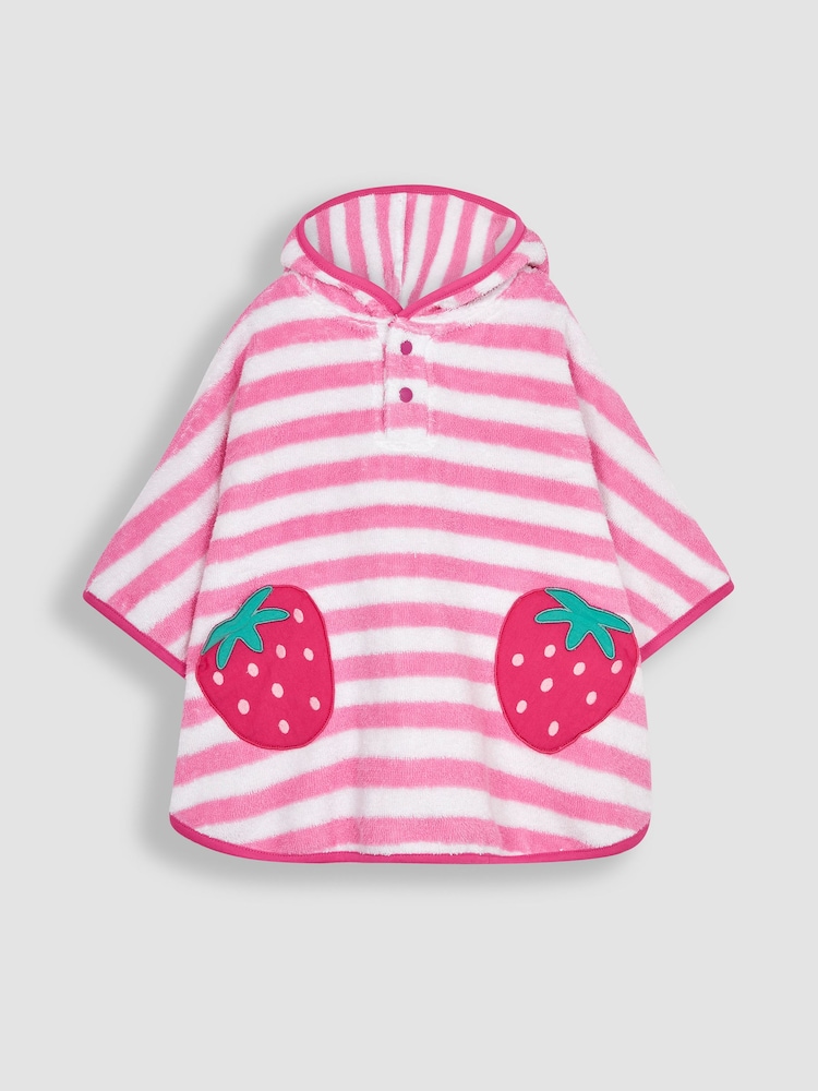 JoJo Maman Bébé Pink Strawberry Towelling Poncho - Image 2 of 4