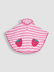 JoJo Maman Bébé Pink Strawberry Towelling Poncho - Image 3 of 4