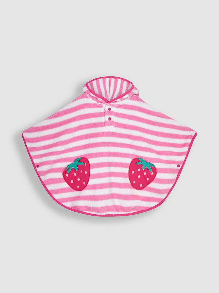 JoJo Maman Bébé Pink Strawberry Towelling Poncho - Image 3 of 4