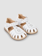 JoJo Maman Bébé White Pretty Leather Closed Toe Sandals - Image 1 of 6