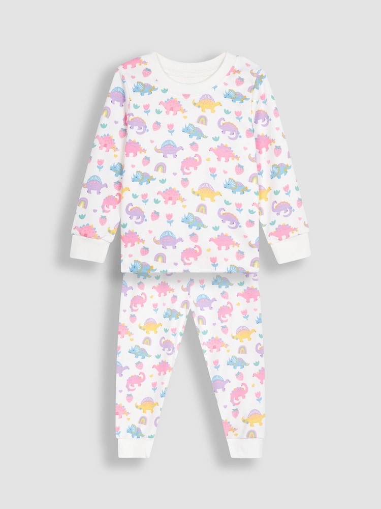 JoJo Maman Bébé Pink 2-Pack Dino Jersey Pyjamas - Image 2 of 9