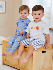 JoJo Maman Bébé Blue 2-Pack Safari Jersey Pyjamas - Image 1 of 10