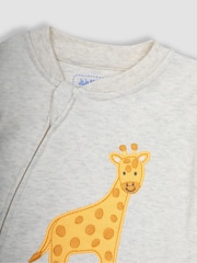 JoJo Maman Bébé Natural Cream Giraffe Appliqué Zip Sleepsuit - Image 2 of 3