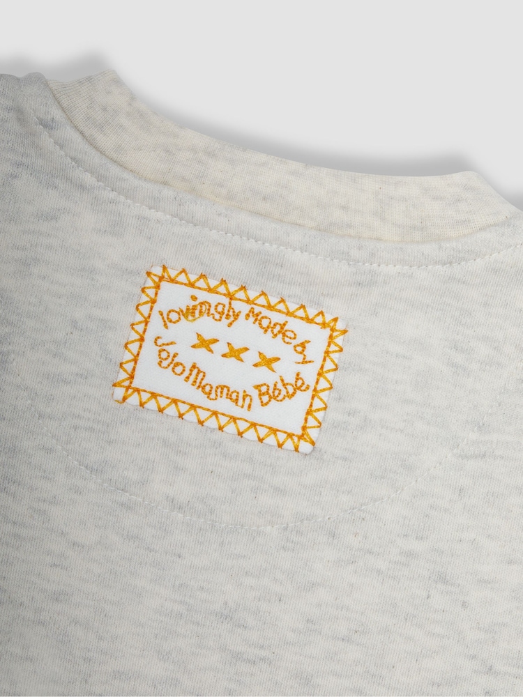 JoJo Maman Bébé Natural Cream Giraffe Appliqué Zip Sleepsuit - Image 3 of 3