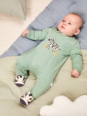 Cebra verde - JoJo Maman Bebé Pijama con apliques y cremallera - Imagen 2 de 6