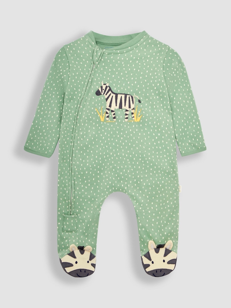 Zèbre vert - Dors-bien JoJo Maman Bébé zippé à motif appliqué - Image 4 of 6