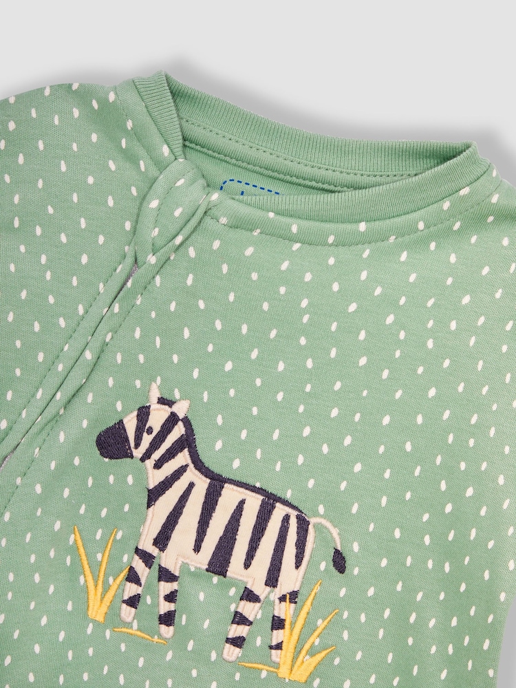 Zèbre vert - Dors-bien JoJo Maman Bébé zippé à motif appliqué - Image 5 of 6