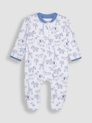 JoJo Maman Bébé Blue Safari Sleepsuits 2 Pack - Image 6 of 7