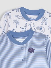 JoJo Maman Bébé Blue Safari Sleepsuits 2 Pack - Image 7 of 7