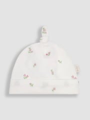 JoJo Maman Bébé Cream Floral Embroidered Pretty Sleepsuit & Hat - Image 5 of 7