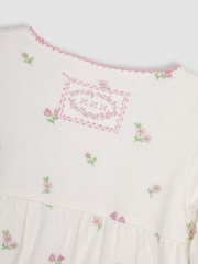 JoJo Maman Bébé Cream Floral Embroidered Pretty Sleepsuit & Hat - Image 7 of 7