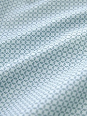 Light Blue Geometric Slim Fit Single Cuff Printed 100% Cotton Shirt - Image 8 of 8