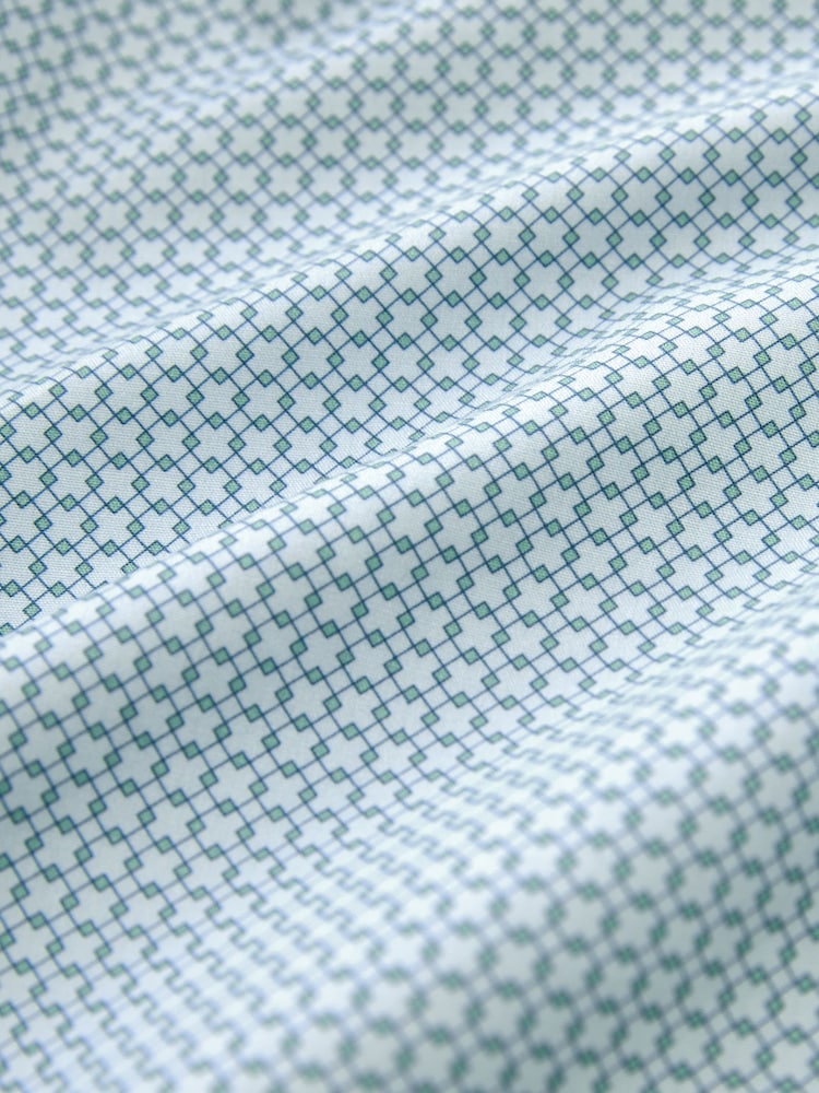 Light Blue Geometric Slim Fit Single Cuff Printed 100% Cotton Shirt - Image 8 of 8