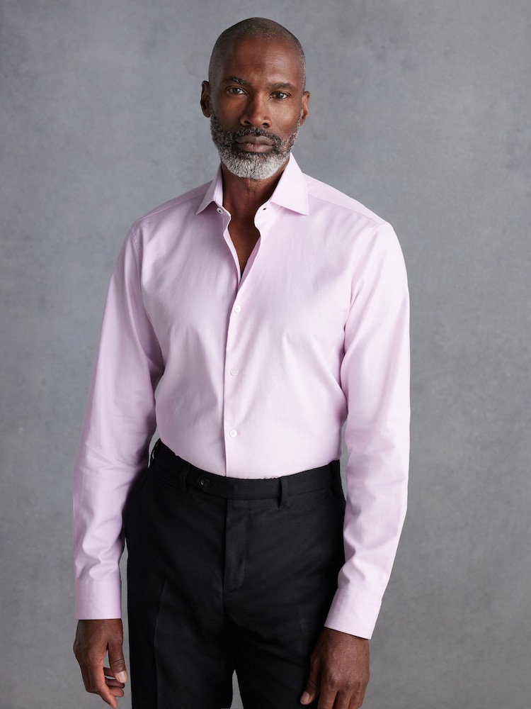 Light Pink Signature Egyptian Cotton Textured Formal Shirt With Cutaway Collar - Image 1 of 7