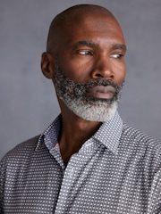 Neutral Brown Geometric Signature Geometric Print Single Cuff Shirt - Image 4 of 8