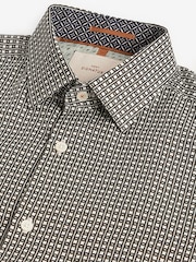 Neutral Brown Geometric Signature Geometric Print Single Cuff Shirt - Image 7 of 8