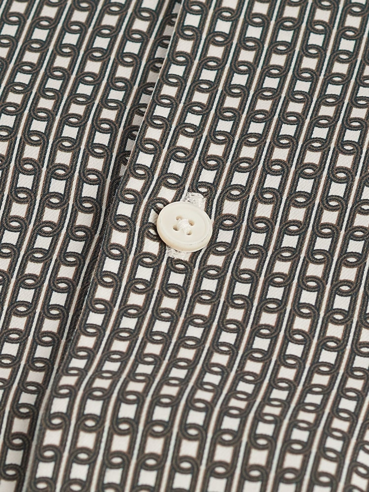Neutral Brown Geometric Signature Geometric Print Single Cuff Shirt - Image 8 of 8