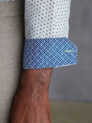 Green Geometric Signature Printed 100% Cotton Shirt - Image 5 of 8