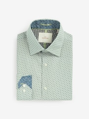 Green Geometric Signature Printed 100% Cotton Shirt - Image 6 of 8