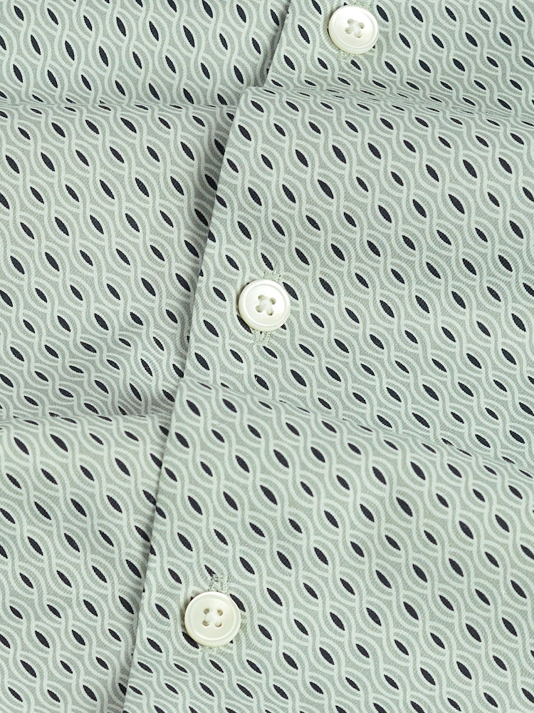Green Geometric Signature Printed 100% Cotton Shirt - Image 8 of 8