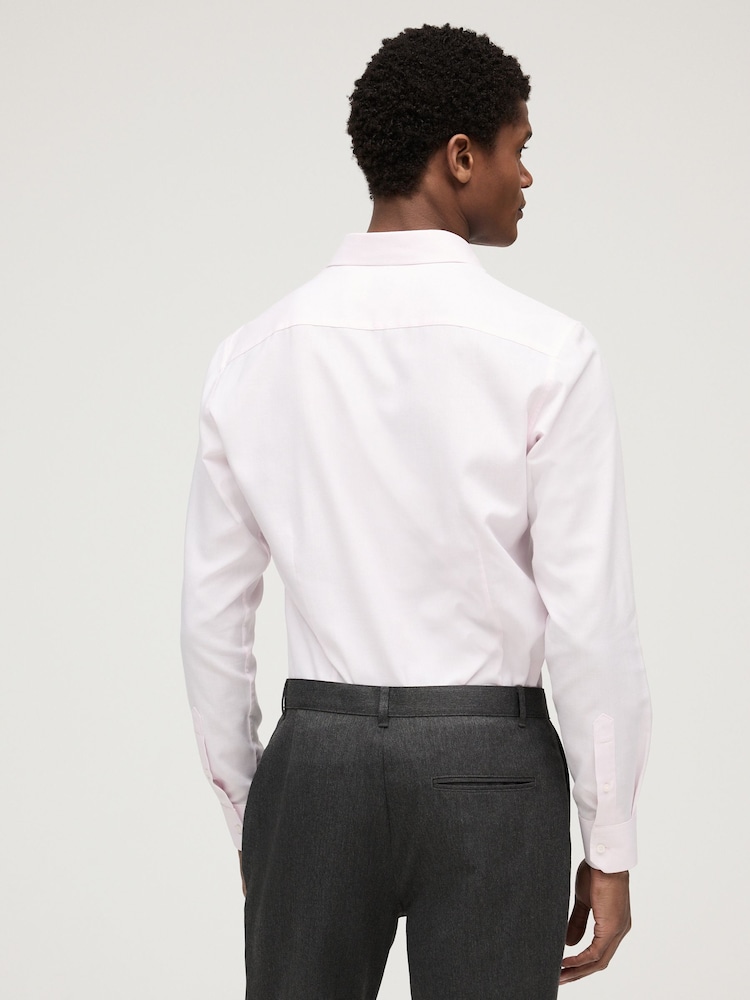Lichtroze - Slim Fit - Onderhoudsvriendelijk, getextureerd, slim fit overhemd met enkele manchet - Image 3 of 8