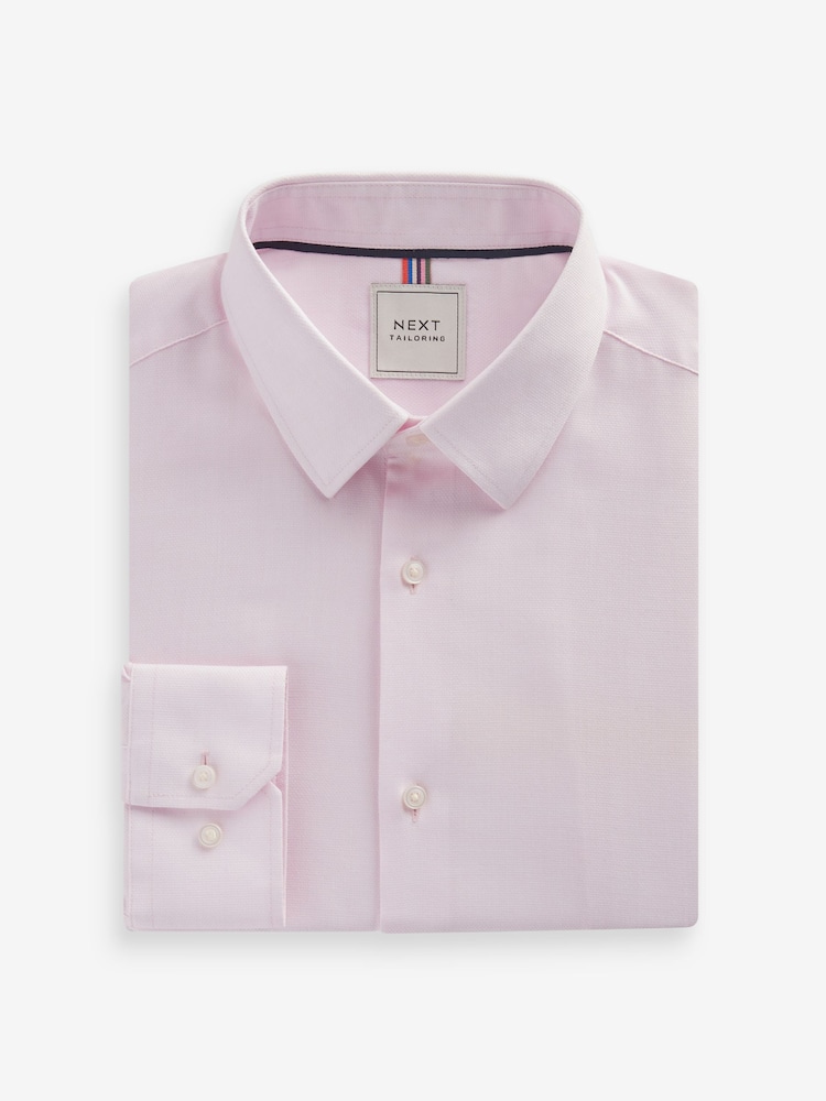 Lichtroze - Slim Fit - Onderhoudsvriendelijk, getextureerd, slim fit overhemd met enkele manchet - Image 6 of 8