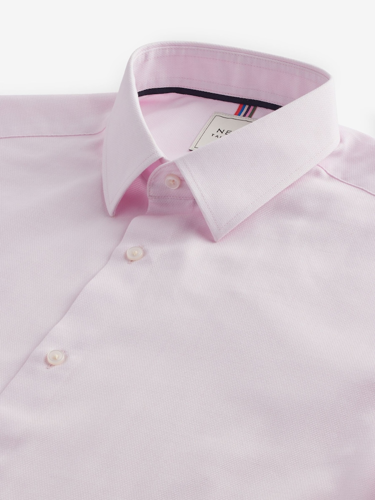 Lichtroze - Slim Fit - Onderhoudsvriendelijk, getextureerd, slim fit overhemd met enkele manchet - Image 7 of 8