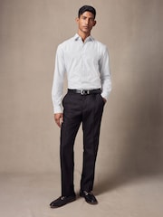 White/Light Blue Geometric Slim Fit Single Cuff Printed Cotton Shirt - Image 2 of 8