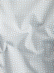 White/Light Blue Geometric Slim Fit Single Cuff Printed Cotton Shirt - Image 8 of 8