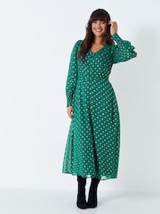 Crew Clothing Green Textured Button Through Dress - Image 1 of 5