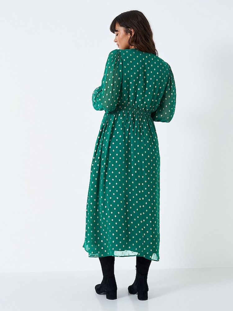 Crew Clothing Green Textured Button Through Dress - Image 2 of 5